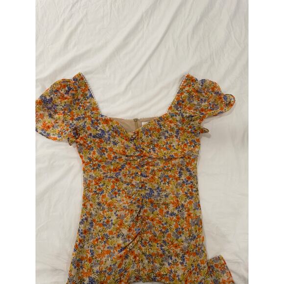 ASTR So Smitten Mini Dress Women's Large Orange Floral Revolve Cottagecore - Picture 13 of 16